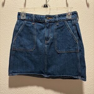 Old Navy Denim Jeans Mini Skirt with Zipper, Button, and Four Pockets